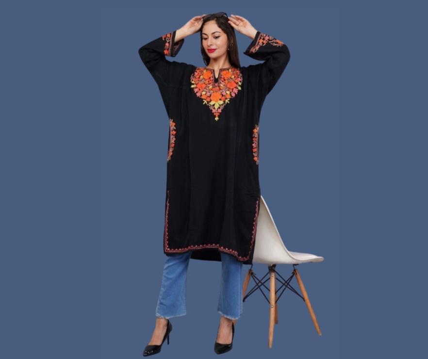 Black Floral Poshkaar Pheran