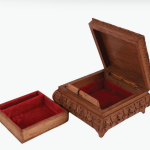 Carved Walnut Wood Jeweler Box